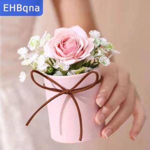 [COD] EHBqna SPORTS กล่องใส่ดอกกุหลาบทรงกลมขนาดเล็กกล่องใส่ช่อดอกไม้งานแต่งงานงานเลี้ยงตกแต่งโต๊ะของขวัญ DIY บรรจุภัณฑ์ของขวัญวันวาเลนไทน์