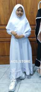 Gamis Anak Perempuan putih set jilbab
