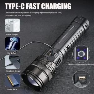 WUZHISHANG Built in Battery Flash Emergency Spotlight 10000LM 800W Most Powerful LED Flashlight Tactical 15000Ah Strong Light