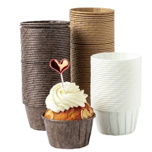 ZYJC 50Pcs Disposable Parchment Cupcake Liners Standard Size Free-Air Heavy Duty Greaseproof Wrappers Water-proof Thicken Mini Cupcake Cases Christmas