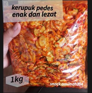 Seblak kerupuk bawang pedes 1kg extra daun jeruk