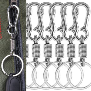 10Pcs Stainless Steel Key Chain with Spring Key Carabiner Hook Metal Flat Key Rings Metal Gourd Buckle Carabiner Keychain Keychain for Car Waist Belt Clip Keyring