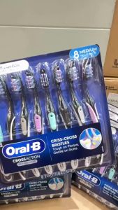 [Set 8 cây] Bàn Chải Đánh Răng Oral-B CrossAction Pro Advanced Soft/medium Bristle - bàn chải có khả năng loại bỏ mảng bám vượt trội đặc biệt ở những khu vực khó tiếp cận như chân răng kẽ răng và đường viền nướu mang lại cảm giác sạch sẽ sảng khoái ng