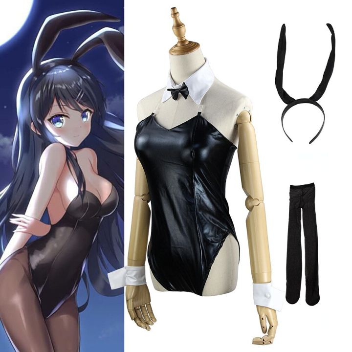 Anime Sakurajima Mai Cosplay Costume For Girl Halloween Women Black Jumpsuit Rascal Does Not