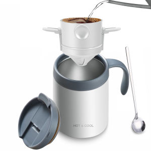 Pour Over Coffee Maker Camping Coffee Maker 04 Stainless Steel Portable Coffee Kit Includes Filter and Spoon for Travel Camping Offices Backpacking
