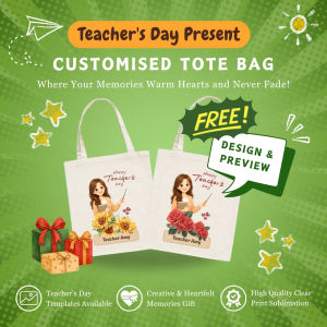 【Teacher’s Day】Canvas Tote Bag Custom Printed Name Photo or Logo Design Shopping Totebag Work School Teacher Day Gift