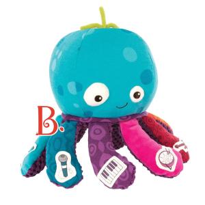 B.toys - Sensory Toys for Babies 10 Months & up under the Sea Jamboree B.softies Musical Octopus Toy Soft Octopus Plush with 8 Instruments
