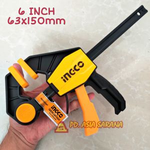 Klem F Bar Clamp 6" Inch Quick Release INGCO HQBC01601 Catok Kayu Kaca