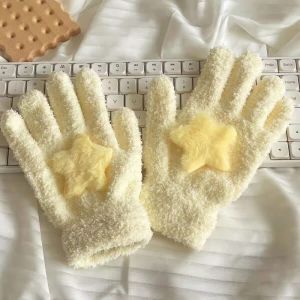 K9SEQ Coral velvet Coral Velvet Gloves Warmer Cycling Star Plush Gloves Cartoon Plush Gloves Women