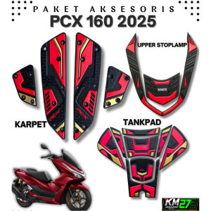 -SALMARY- Paket Aksesoris Motor PCX 160 2022 2023 2024 2025 ROADSYNC PELINDUNG BODY Bahan Karet Anti Licin | Karpet-Tankpad-Upper PCX KM272