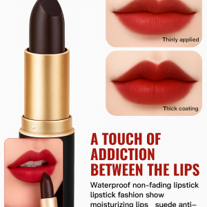 Black Luxurious Velvet NonStick Lipstick for All Seasons Adults Women Waterproof Matte Naturally Brightening