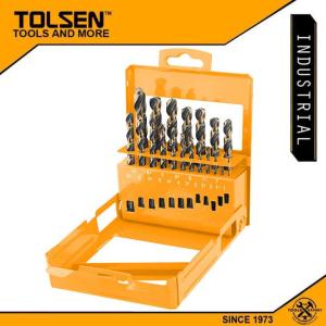 Tolsen 19pcs Industrial Black and Gold HSS Drill Bit Set (1.0-10.0MM) Fractional Straight Shank 75086