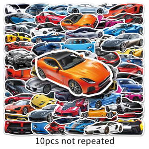 51PCS Cartoon Sports Car Trendy Graffiti Waterproof Sticker Children Boy Reward Sticker
