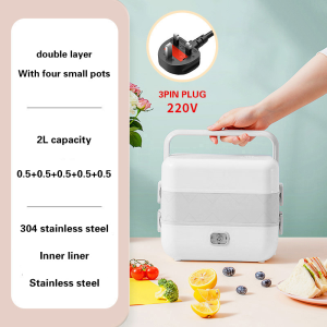 SG-Stock Portable Electric Lunch Box 2L With Double Layer 4 Bowls Rice Steaming Food Heating & Heat Preservation UK Plug