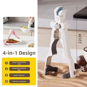REOPYG Non-Slip Anti Scalding Clip 3in1 Silicone Handle Anti-hot Bowl Plate Clips Retriever Tong Thickened Bottle Cap Remover Baking Cooking