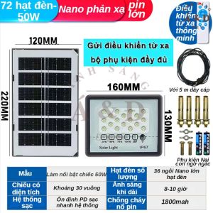 【giao hàng tận nơi】Đèn LED chiếu sáng đèn pha 50W den năng luong mat troi  đèn năng lượng mặt trời tự sáng