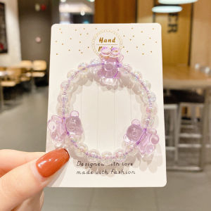 Crystal Bear Bracelet Hand Chain Hair Tie Round Women Cartoon