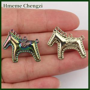 Hmeme 2pcs Zinc Alloy Painted Rocking Horse Pendant Charms DIY Necklace Bracelet Earrings Accessories