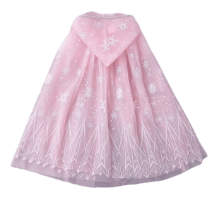 COUPLECOL Sequined Snow Princess Cape Shiny Shawl Mesh Girls Hooded Cloak Cute Snowflake Print Children Cloak Halloween Party