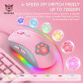 Onikuma CW918 Pink Cute Cat Paw Mouse USB Optical Computer Mice with RGB Backlit, 6 Adjustable DPI Up to 7200,Silent key,quiet and gentle,Ergonomic Gamer Laptop PC Mouse. 