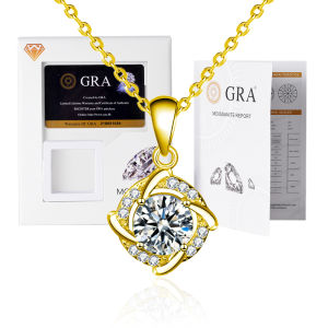 LOVETIA Kalung Luxury Moissanite Kincir Angin Perak Murni Perhiasan Necklace Sertifikat GRA XMZ017