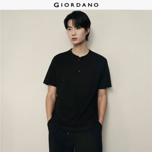Giordano Men 100% Cotton henley neck short sleeve tee Free Shipping 01025564