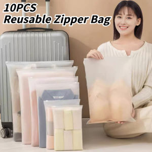 10PCS Transparent Travel Storage Bag Reusable Plastic Zipper Bag Multifunctional Clear Storage Pouch