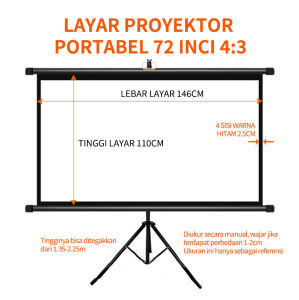 JF Indonesia Layar Proyektor dengan Screen Projektor 72 inch  4:3 Layar proyektor gantung dan berdiri
