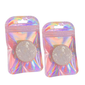 50PCS Holographic pouch Laser Storage Bag High Quality Resealable Foil Pouch Bags Ziplock Food Storage Bags