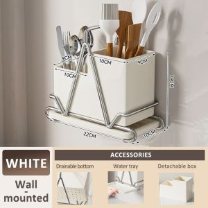 SimpleJoy Chopsticks Tableware Holder Spoon & Fork Holder Stainless Steel Wall Mount Kitchen Cutlery Organizer Storage