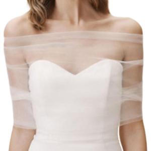 Elegant Mesh Bridal Cover Up One Shoulder Shawl with/without Imitation Pearls Detailing for Garden Wedding Accessories