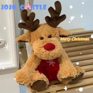 JOJO CASTLE 2025Merry Christmas 25cm Christmas Reindeer Scarf Plush Stuffed Doll Toys Home Sofa Decoration Gifts for Children 2025New Year Decor Accessories 圣诞老人 麋鹿 玩偶