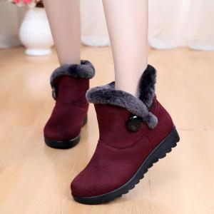 SUPERLI Snow boots warm fur plush Insole Waterproof women winter boots square heels flock ankle boots women shoes lace-up winter shoes woman