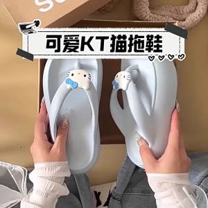 [Free Shipping] Cute Cat-Themed Thick-Soled Flip-Flops Womens Summer Outdoor Beach Sandals Non-Slip and Odor-Resistant