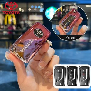 พวงกุญแจโตโยต้ารีโว่สำหรับรถโตโยต้าเคสสมาร์ทคีย์เคสกุญแจพับคอโรลล่าอัลติสแบบไล่ระดับสีสำหรับปลอกใส่กุญแจ Toyota