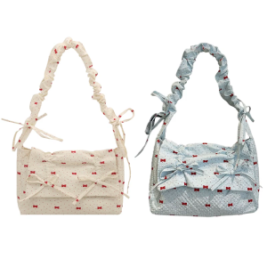 กระเป๋าโบว์จีบดีไซน์ทันสมัยสำหรับผู้หญิงกระเป๋าสะพายข้างโพลีเอสเตอร์อเนกประสงค์ Tali Bahu ตามหลักสรีรศาสตร์