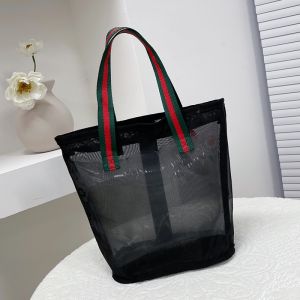 Mesh Transparent bag bucket bag Korean version of the simple fashion stripe Tote Bag Summer Bag