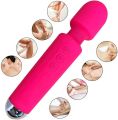Powerful Hand held Cordless Personal Wand Massager with Memory Feature USB Rechargeable Massage Travel Waterproof 20 Vibration Patterns 8 Speeds Skin Soft Silicone - Magic Stress Away. 