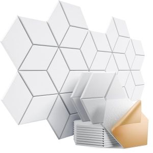 12/24/36 PCS Acoustic Foam Panels Hexagon Design Self-Adhesive Insulation Treatment Wall for Home