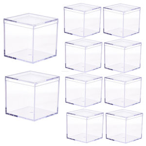 Square Xmas Gifts Packing Box Transparent Plastic Box with Cover Small Acrylic Candy Box Beads Ring Necklace Jewelry Organizer Container Clear Jewelry Display Box