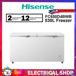{FREE SHIPPING TO KLANG VALLEY} Hisense 530L Chest Freezer FC650D4BWB Fridge 8 in 1 LED with Safety Lock and Wheel (White) Peti Sejuk Beku