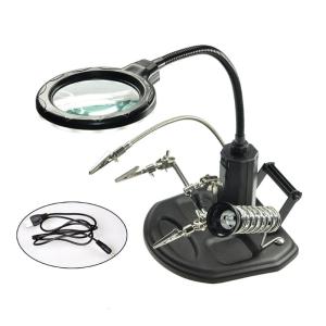 LED Clamp Soldering Iron Stand Helping Hands Magnifying Glass Magnifier Crocodile- Clip Hands Free Soldering Station