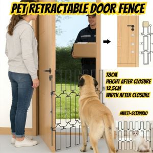 Rubvrenti Pet Safety Gate Folding Retractable Barrier Durable Space Saving Easy Install Indoor Doorway Hallway