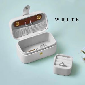 Leather Jewelry Case with Partitioned Interior Storage Box for Necklaces Rings