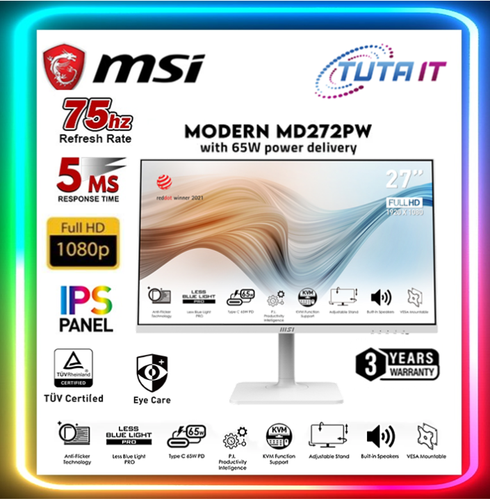 MSI Modern MD272PW 27" FHD 75Hz Flat Monitor with BulitIn Speaker