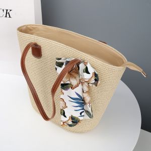NEXTYOO Sun Protection Straw Beach Hat Large Capacity Versatile Sun Hat Portable Fashionable Beach Bag Beach Vacation