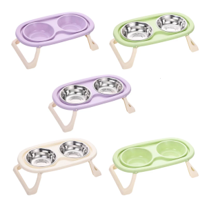 Ergonomic Elevated Dog Bowls With Stable Stand And Double Bowl For Most Breeds Pastel Color
