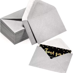MIRELINA 50pcs Gold Color Blank Envelope Business Size Vintage Style Greeting Card Envelope Elegant 10x7cm Invitation Envelope Wedding Invitation