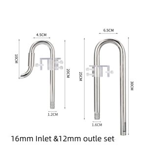 JOY TOY Không gỉ Ống xả dòng chảy Xoay 360 độ 12/16mm Loại bỏ ống màng dầu Phụ kiện lọc bể cá Có thể kéo dài Ống nối inox Bể cá