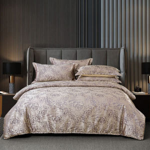 European Style Jacquard Satin Four-Piece Set Luxury Bed Sheet Duvet Cover Single Double Bedspread Wedding Bedding Three-Piece Set LZD